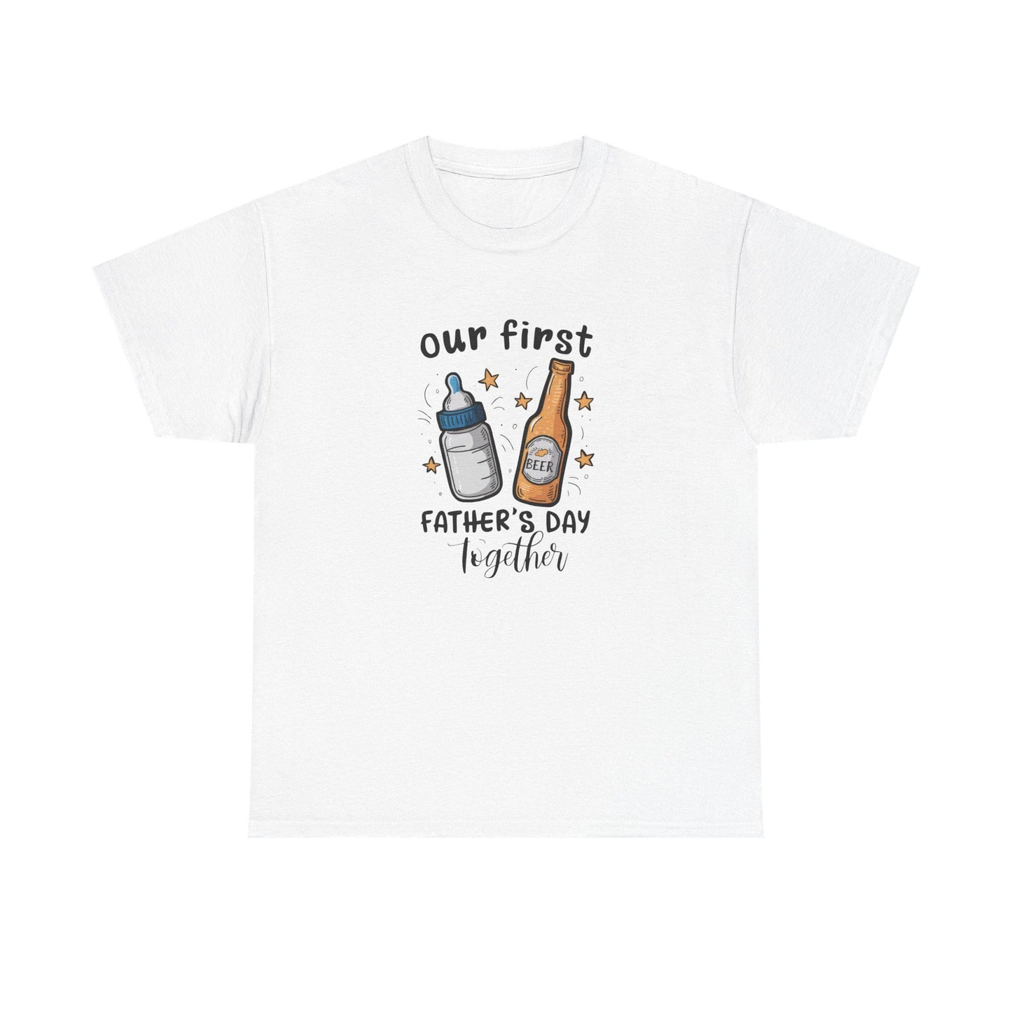 First Father's Day Unisex Heavy Cotton Tee, Dad Shirt, New Dad Gift, Family Celebration Apparel, Funny Parenting T-Shirt