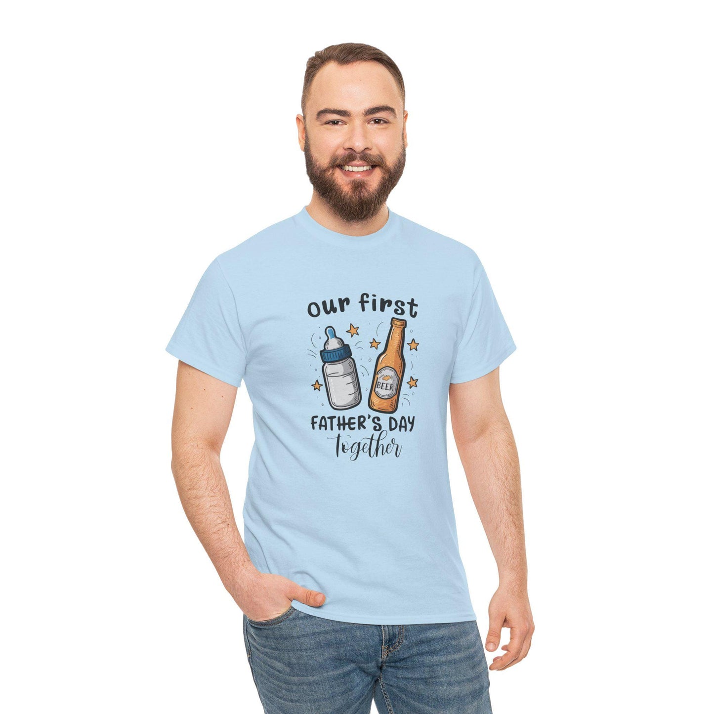 First Father's Day Unisex Heavy Cotton Tee, Dad Shirt, New Dad Gift, Family Celebration Apparel, Funny Parenting T-Shirt