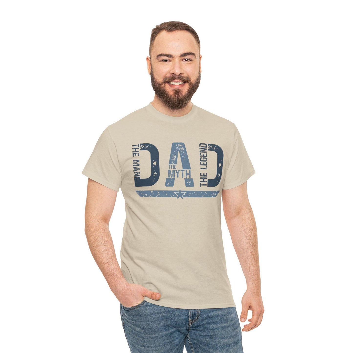 Unisex Heavy Cotton Tee - "The Dad, The Myth, The Legend" - Perfect Gift for Fathers Day, Birthdays, Dads, Family Events, Casual Wear