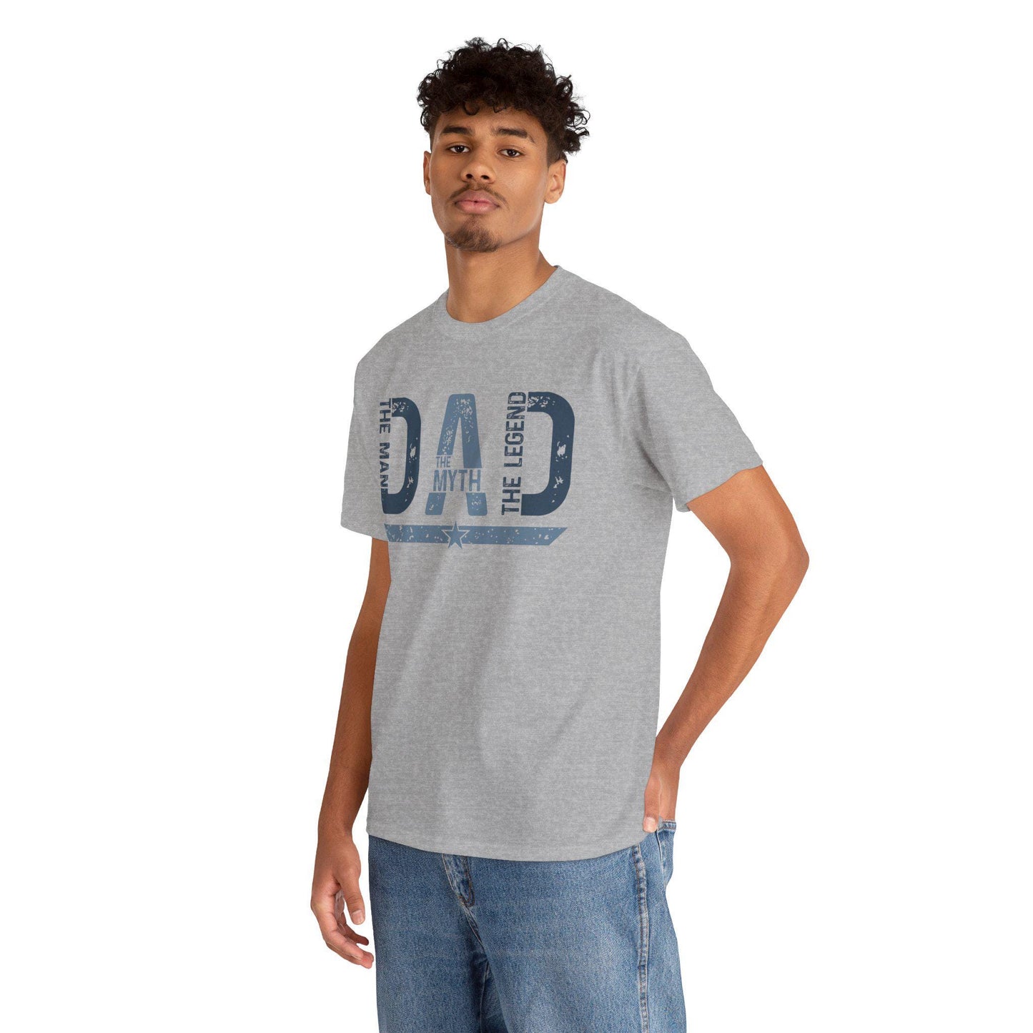 Unisex Heavy Cotton Tee - "The Dad, The Myth, The Legend" - Perfect Gift for Fathers Day, Birthdays, Dads, Family Events, Casual Wear
