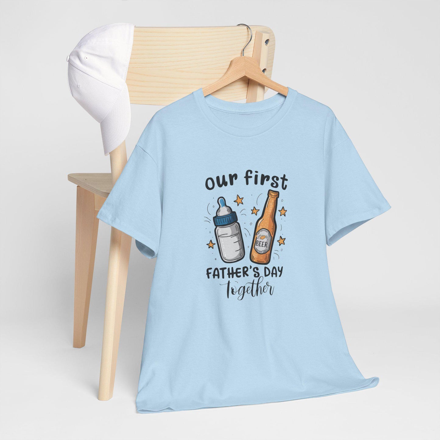 First Father's Day Unisex Heavy Cotton Tee, Dad Shirt, New Dad Gift, Family Celebration Apparel, Funny Parenting T-Shirt