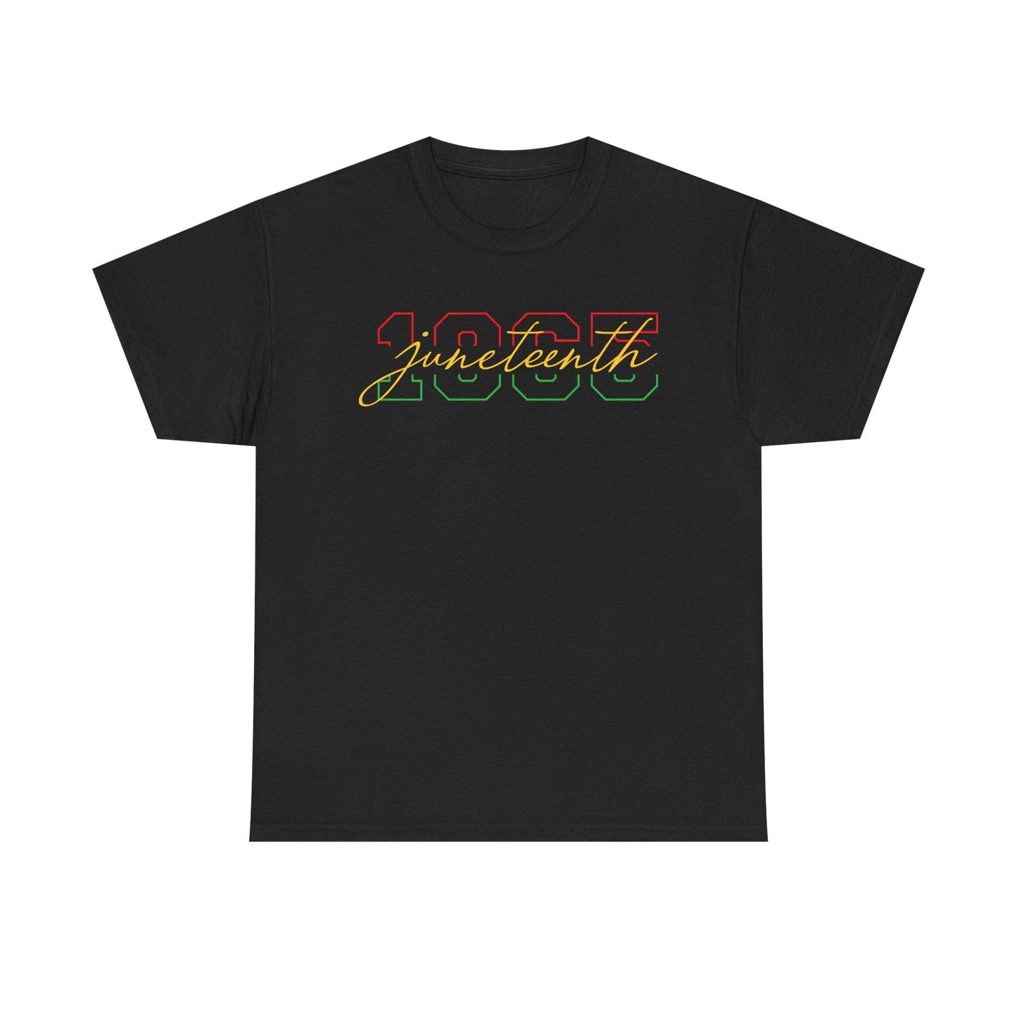 Juneteenth Split Text Unisex Heavy Cotton Tee, Casual Wear, Gift for Him/Her, Vintage Style T-Shirt, Summer Fashion