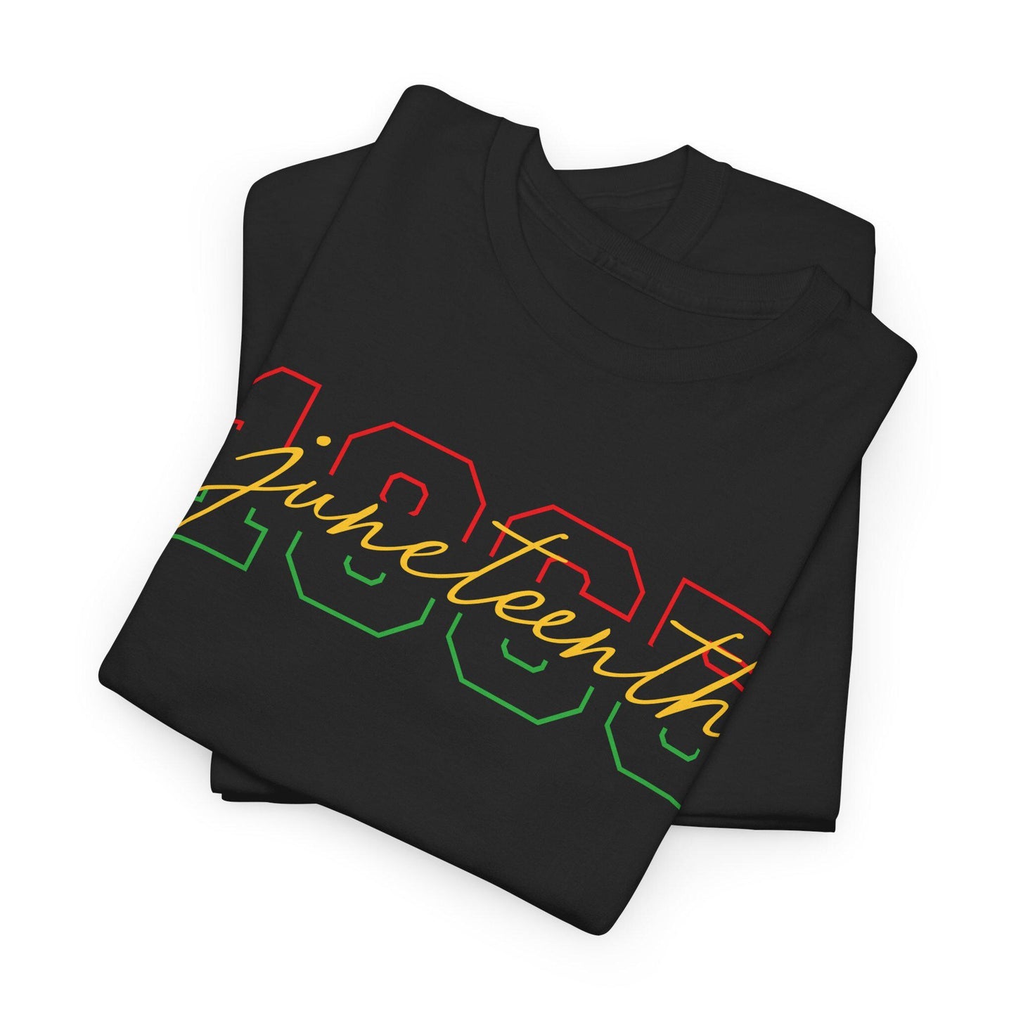 Juneteenth Split Text Unisex Heavy Cotton Tee, Casual Wear, Gift for Him/Her, Vintage Style T-Shirt, Summer Fashion