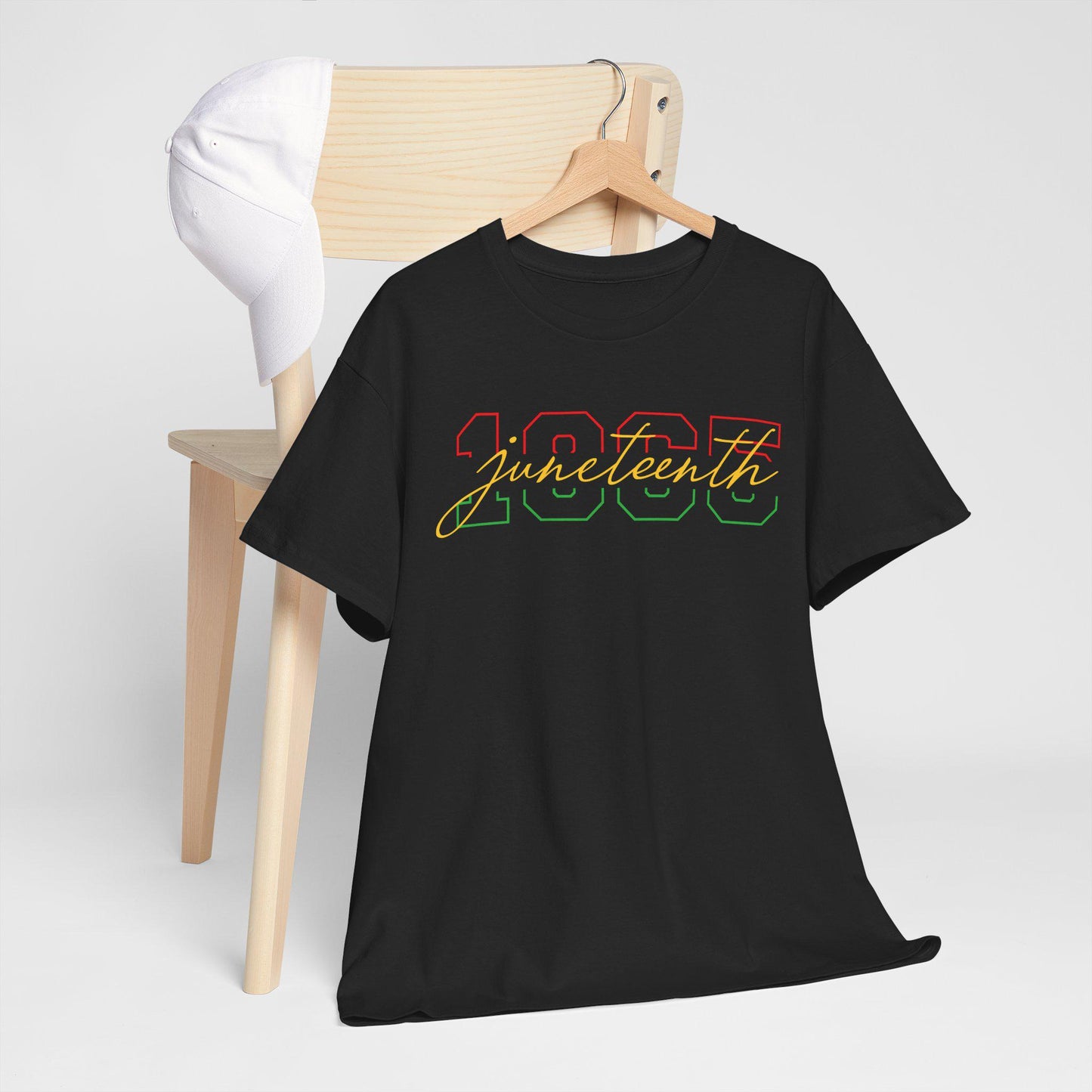 Juneteenth Split Text Unisex Heavy Cotton Tee, Casual Wear, Gift for Him/Her, Vintage Style T-Shirt, Summer Fashion